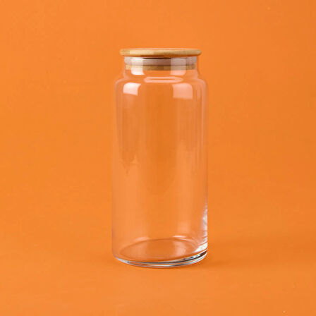 Bambu Kapaklı Cam Kavanoz - Şeffaf - 1,3 lt