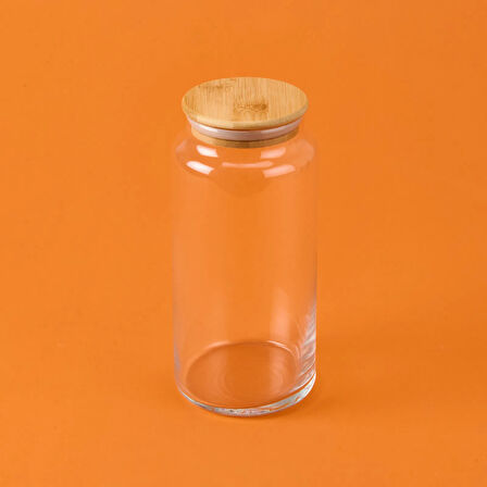 Bambu Kapaklı Cam Kavanoz - Şeffaf - 1,3 lt