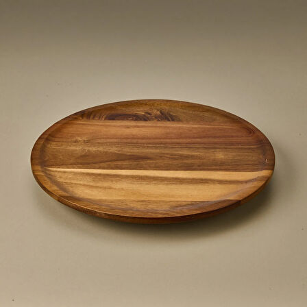 Akasya Yuvarlak Dönerli Sunumluk - Kahverengi - 35 cm