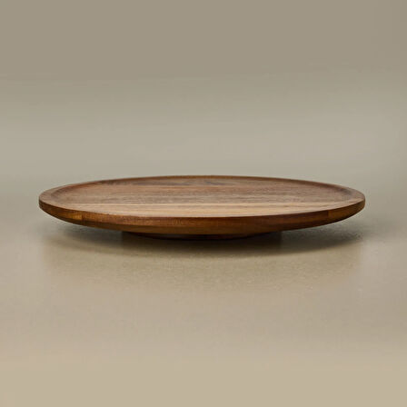 Akasya Yuvarlak Dönerli Sunumluk - Kahverengi - 35 cm