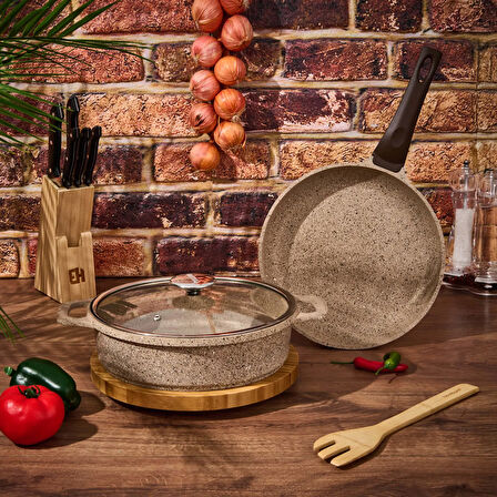 Montana 3 Parça Tava Seti - Bej / Siyah - 26 cm