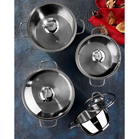 Teos 8 Parça Çelik Tencere Seti - Inox