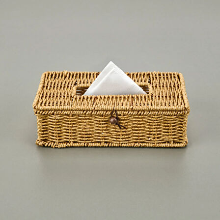 Rattan Dikdörtgen Peçetelik - Açık Kahverengi