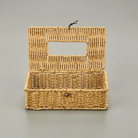 Rattan Dikdörtgen Peçetelik - Açık Kahverengi