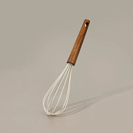 Akasya Saplı Silikon Çırpıcı - Kahverengi / Krem - 30 cm