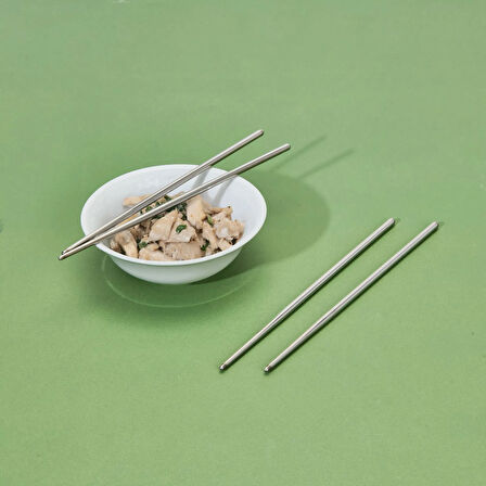 Çelik Yemek Çubuğu - Gri - 22,5 cm