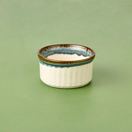 Porselen Sufle Kabı - Mavi - 9 cm