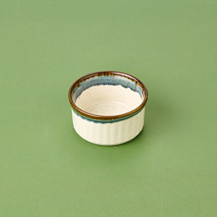 Porselen Sufle Kabı - Mavi - 9 cm