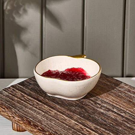 Seramik Elma Çerezlik - Krem - 10 cm