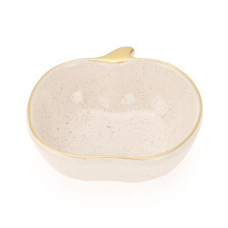 Seramik Elma Çerezlik - Krem - 10 cm