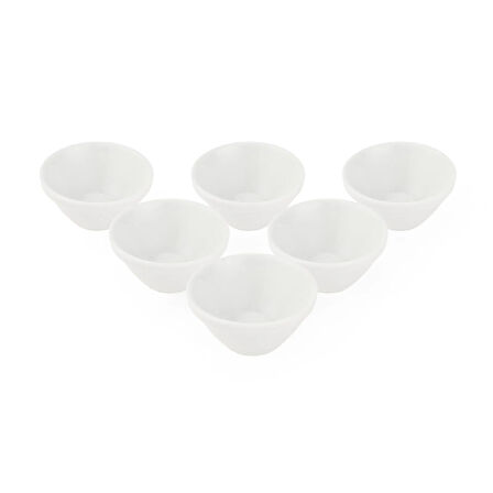 Yuvarlak Porselen 6'lı Sosluk - Beyaz - 3 cm