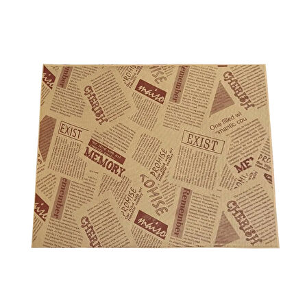 50'li Vintage Gazete Desenli Sunum Kağıdı - Kahverengi - 28x38 cm