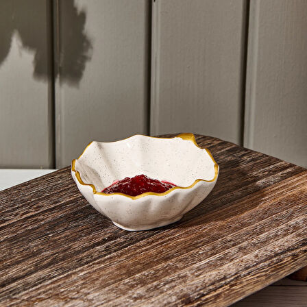 Seramik Yaprak Çerezlik - Krem - 11 cm