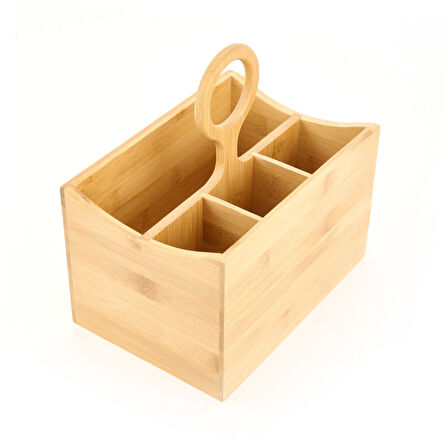 Bambu Kaşıklık - Kahverengi - 21x14,5x22 cm