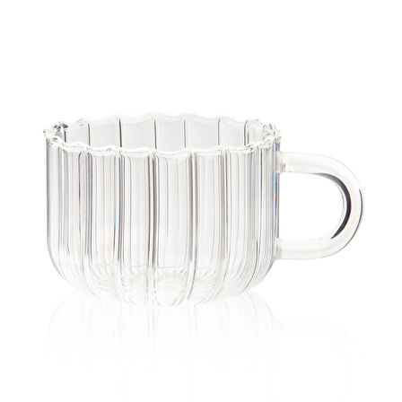 Çizgili Isıya Dayanıklı Cam Kupa - Şeffaf - 250 ml