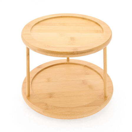 Houseware Katlı Döner Tabla - Bej - 25x21 cm