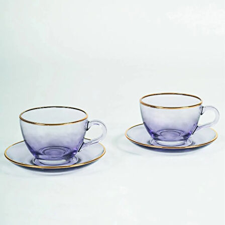 Five O'Clock 2'li Çay Fincan Seti - Mor - 240 ml