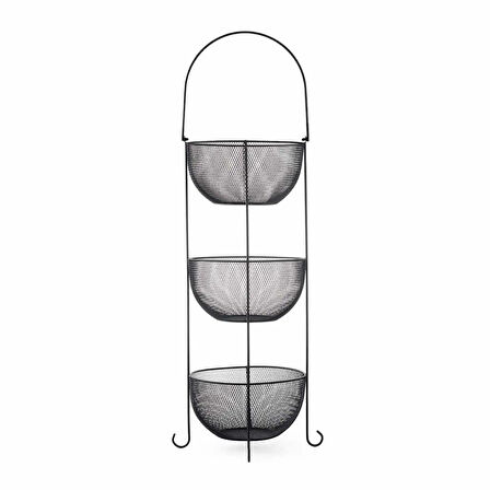 Design Aleyna 3 Katlı Metal Sebze ve Meyvelik - Siyah