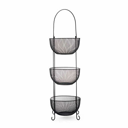 Design Aleyna 3 Katlı Metal Sebze ve Meyvelik - Siyah