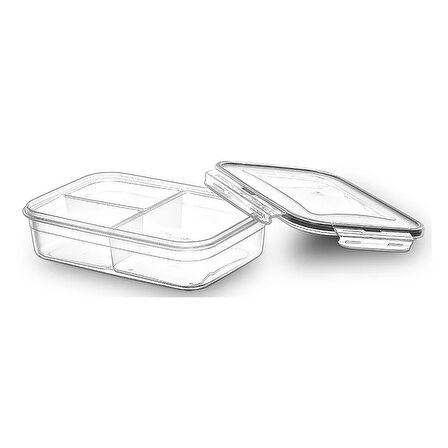 Fresh Box Dikdörtgen 3 Bölmeli Saklama Kabı - 1000 ml