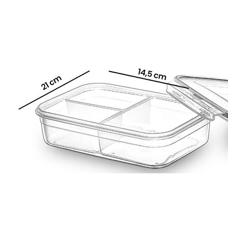 Fresh Box Dikdörtgen 3 Bölmeli Saklama Kabı - 1000 ml