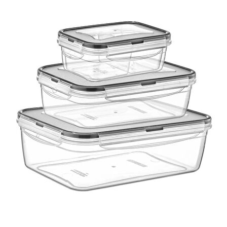 Fresh Box Dikdörtgen 3'lü Saklama Kabı - 400 ml + 800 ml + 1,4 lt
