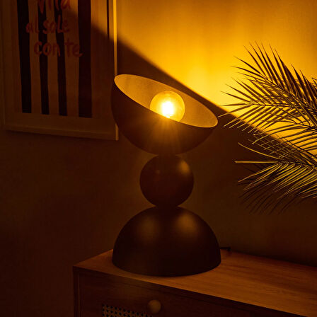 Lighting Büyük Boy 3 Katlı Metal Masaüstü Abajur - Siyah