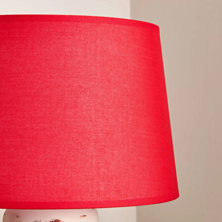 Lighting Apollon Eskitme Büyük Abajur - Kırmızı / Krem - 60 cm