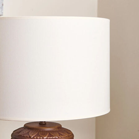 Lighting Çiçekli Kapaklı Abajur - Kahverengi / Krem - 50 cm