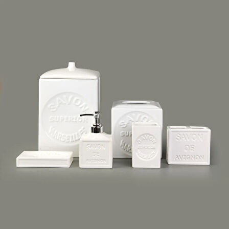 Smooth 6'lı Porselen Banyo Seti - Beyaz