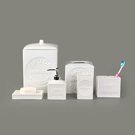 Smooth 6'lı Porselen Banyo Seti - Beyaz