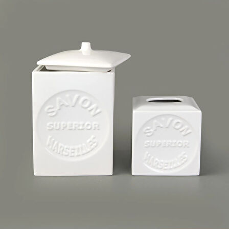 Smooth 6'lı Porselen Banyo Seti - Beyaz