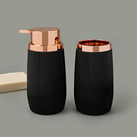 Bath Bella 2'li Sıvı Sabunluk ve Diş Fırçalık Seti - Siyah