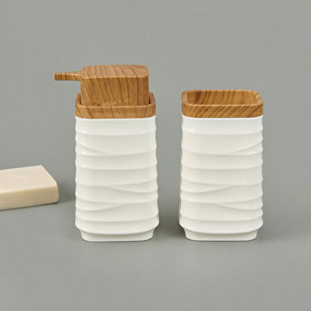 Bath Luna 2'li Sıvı Sabunluk ve Diş Fırçalık Seti - Beyaz