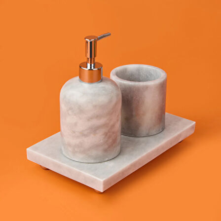 Bath 3'lü Mermer Banyo Seti - Gri