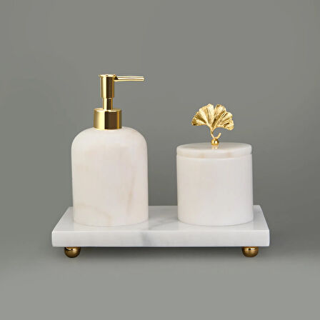 Bath 3'lü Mermer Banyo Seti - Beyaz