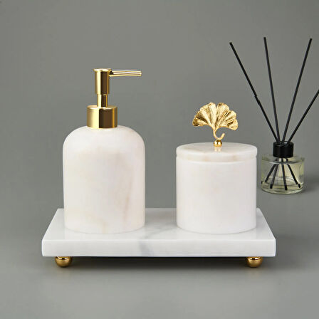 Bath 3'lü Mermer Banyo Seti - Beyaz