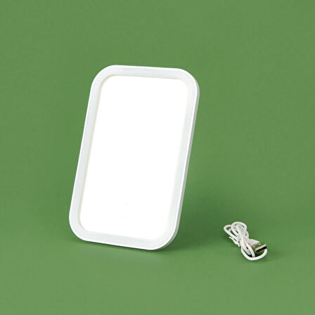 Şarjlı Led Ayna - Beyaz - 18x12 cm