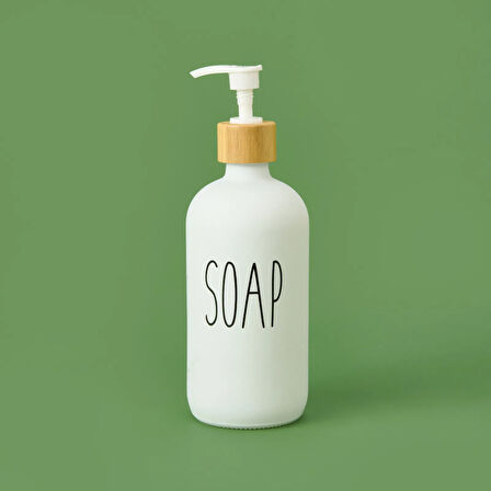 Cam Sıvı Sabunluk - Beyaz - 21 cm