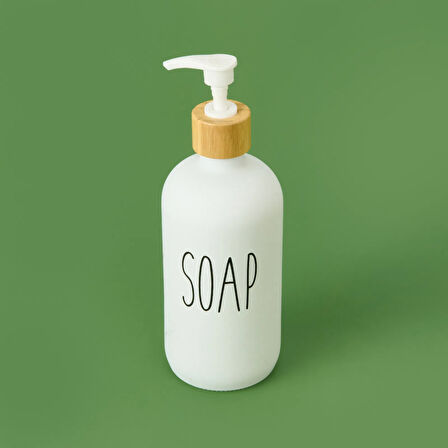 Cam Sıvı Sabunluk - Beyaz - 21 cm