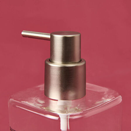 Kare Borosilikat Cam Sıvı Sabunluk - Şeffaf / Gri