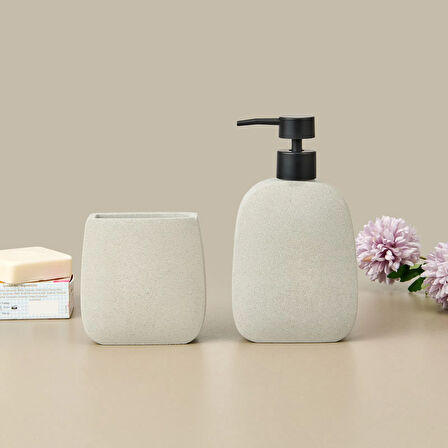 Bath Mithra 2'li Banyo Sıvı Sabunluk Seti - Gri