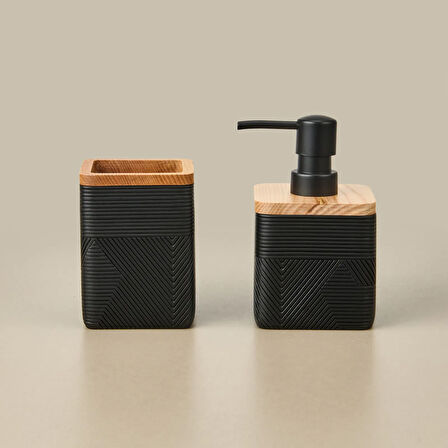 Bath Madera 2'li Banyo Sıvı Sabunluk Seti - Siyah