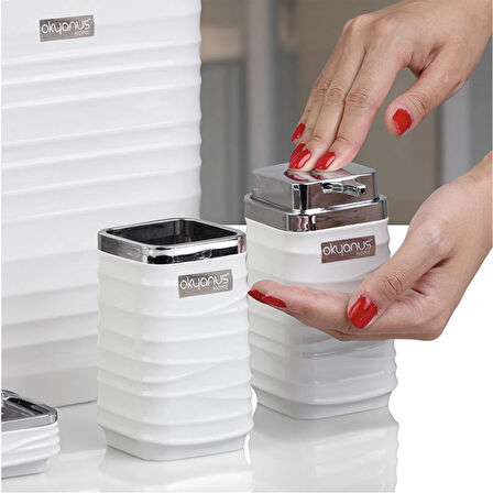 Home Luna Kare 5 li Banyo Seti - Beyaz