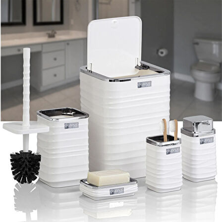 Home Luna Kare 5 li Banyo Seti - Beyaz