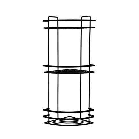 3 Katlı Lamalı Duş Rafı - Siyah