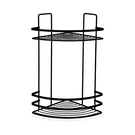 2 Katlı Lamalı Duş Rafı - Siyah