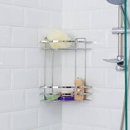 2 Katlı Lamalı Duş Rafı - Gri