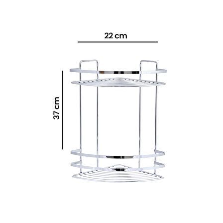 2 Katlı Lamalı Duş Rafı - Gri
