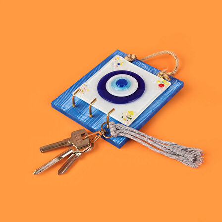 Deco Nazar Anahtar Askısı - Mavi - 15 cm